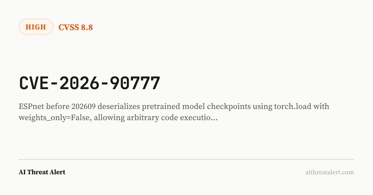 CVE-2026-90777: espnet RCE — HIGH | AI Threat Alert